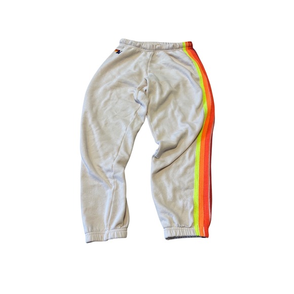Aviator Nation Pants - Aviator Nation Rainbow Stripe Sweatpants Peach Tan Joggers Small I09